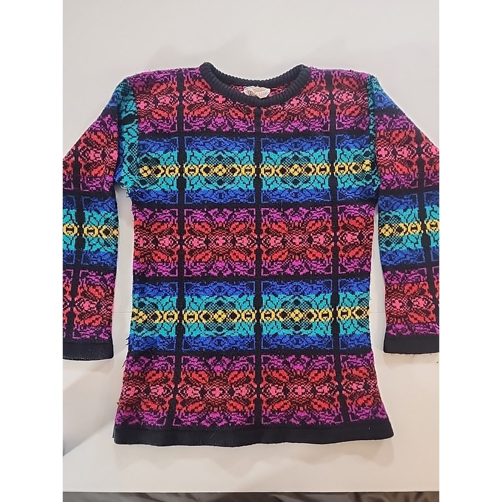 Beldoch Popper Vintage Women's Sweatercolorful Size Medium‎ Made in USA
